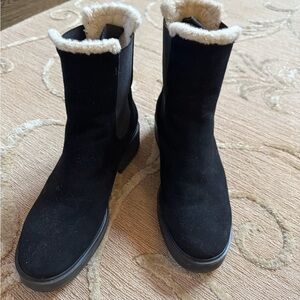 Stuart Weitzman Black Winter Boots with Cream Lining